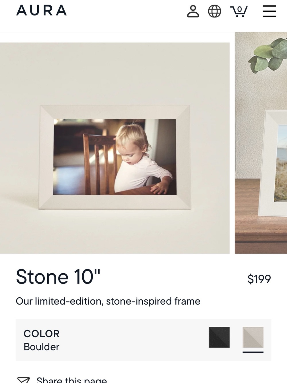 Aura Stone Collection Carver Boulder Digital Photo Frame NIB